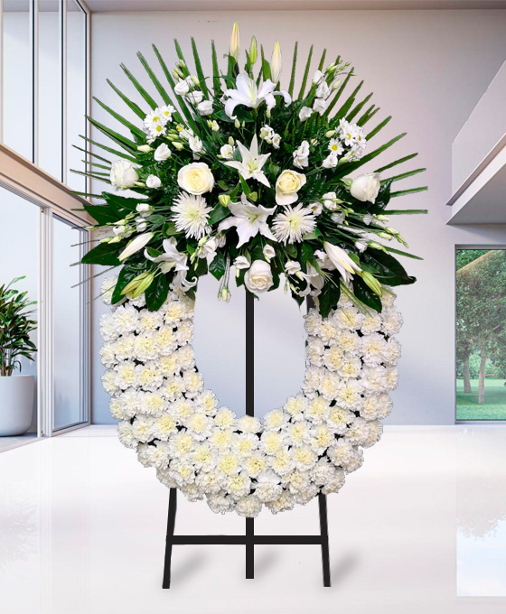 Corona funeraria blanca para Leganés